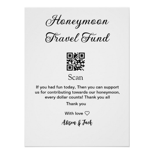 Poster Caisse de lune de miel scannez le code QR ajouter (Devant)