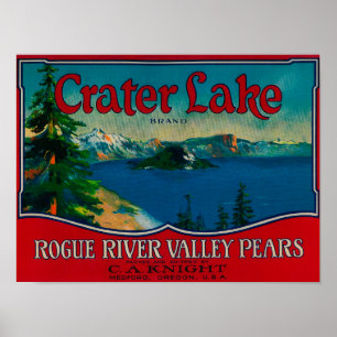 Poster Caisse LabelMedford de poire de lac crater, OU