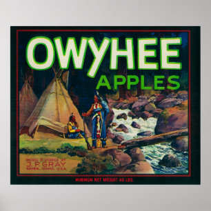 Poster Caisse LabelNampa, identification d'Owyhee Apple