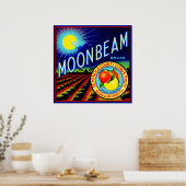 Poster Caisses de fruits des années 1940 étiquette Moonbe (Cuisine)