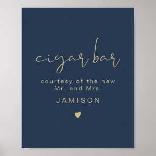 Poster CAITLIN Marine & Gold Modern Mariage Cigar Bar