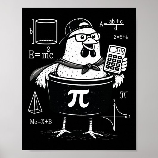 Poster Calculatrice drôle de poulet tenant un pot Prof de (Devant)