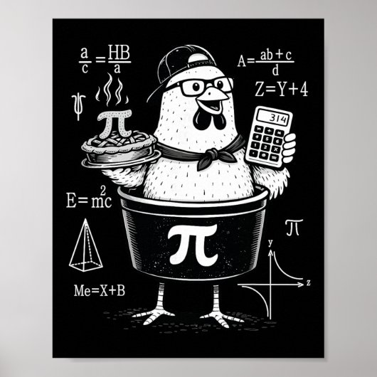Poster Calculatrice drôle de poulet tenant un pot Prof de (Devant)