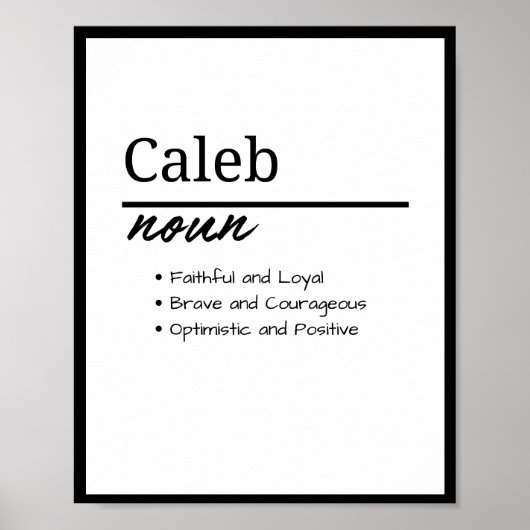 Poster Caleb, Définition de prénom personnalisé pour garç (Devant)