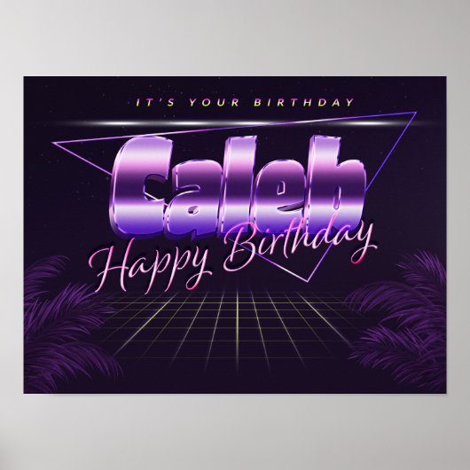 Poster Caleb Prénom Date de l'anniversaire de l'affiche (Devant)