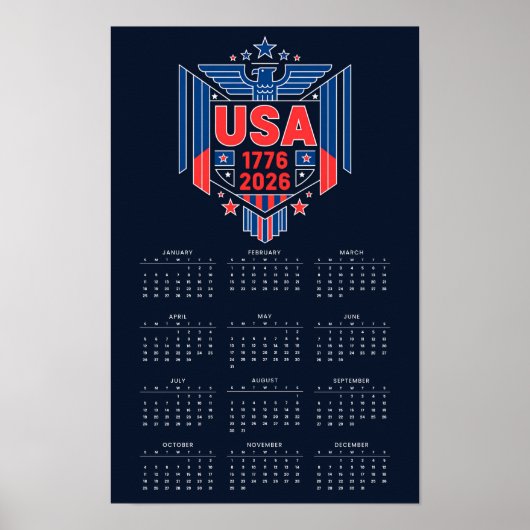Poster Calendrier 1776-2026 USA (Devant)