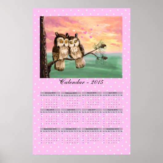 Poster Calendrier 2015 chouettes d'amour (Devant)