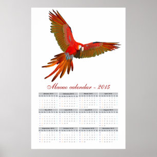 Poster calendrier 2015 de perroquet Ara macao
