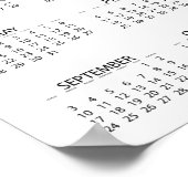 Poster Calendrier 2017 de typographie moderne noir et bla (Coin)