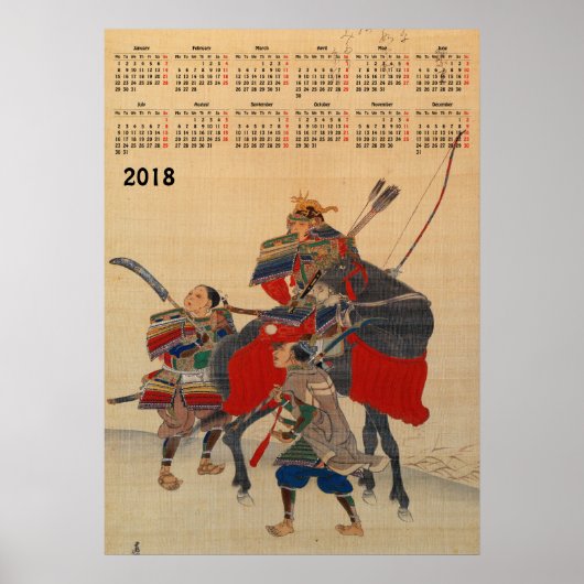 Poster calendrier 2018 Samouraï Japonais (Devant)