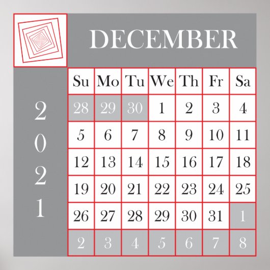 Poster calendrier 2021 décembre (Devant)