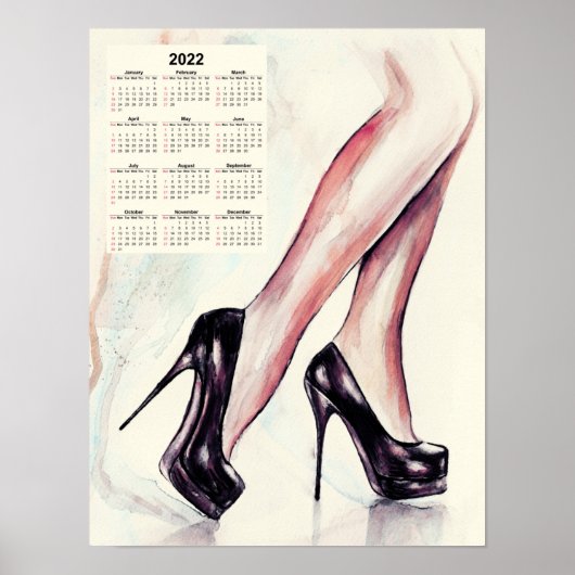 Poster Calendrier 2022, talons hauts - attribut femmes (Devant)