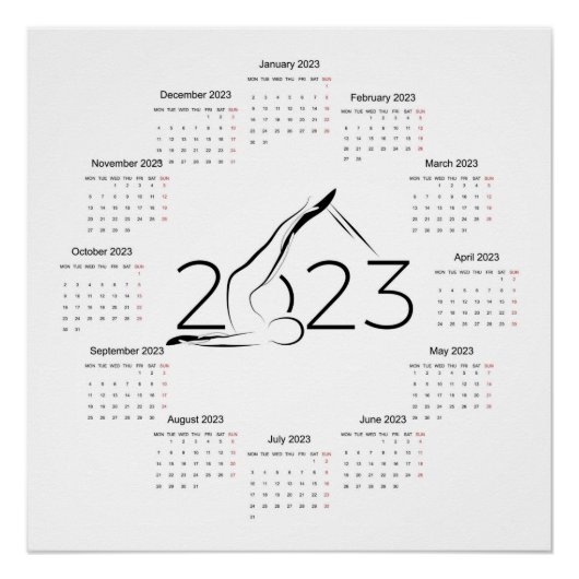 Poster Calendrier 2023 pour instructeur Pilates (Devant)