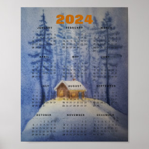 Poster calendrier 2024 aquarelle