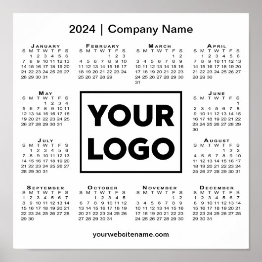 Poster Calendrier 2024 avec logo et nom de l'entreprise (Devant)