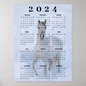 Poster Calendrier 2024 Cheval arabe blanc élégant dans la (Devant)