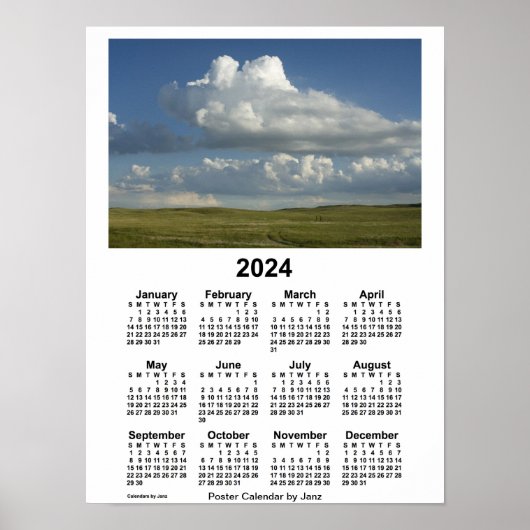 Poster Calendrier 2024 des Sandhills du Nebraska par Janz (Devant)