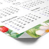 Poster Calendrier 2024 Fraises Vintage Aquarelle (Coin)
