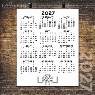 Poster Calendrier 2024 - Minimaliste Noir Blanc de Base