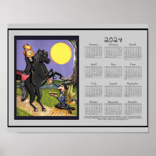 Poster Calendrier 2024 Sleepy Hollow Tissu Fonte Imprimé