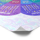 Poster Calendrier 2024 Unique Rond Bohème Fleur Violette (Coin)