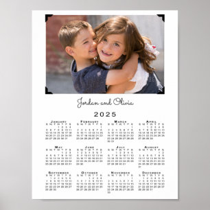 Poster Calendrier 2025 avec votre photo et votre nom en b