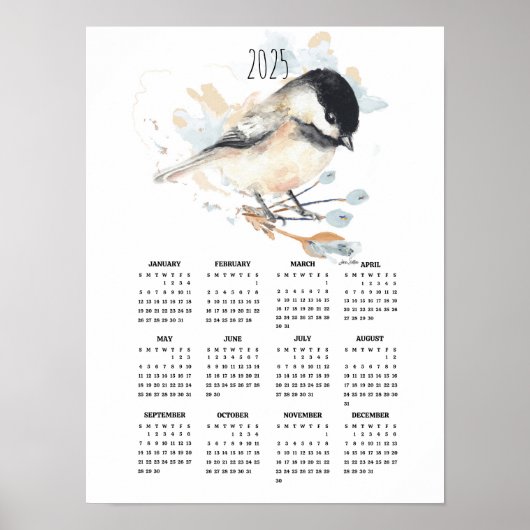 Poster Calendrier 2025 de l'affiche de poulet adorable (Devant)