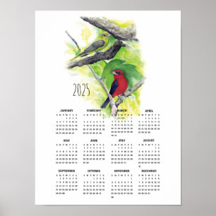 Poster Calendrier 2025 de l'affiche Scarlet Tanager Coupl