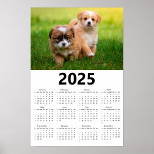 Poster Calendrier 2025 des mignons chiots