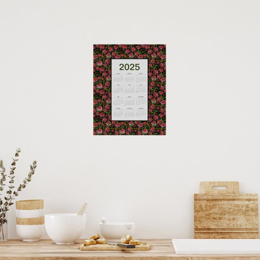 Poster Calendrier 2025 pleine année Fleurs de cône (Cuisine)