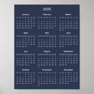 Poster Calendrier 2025 Simple et Élégant