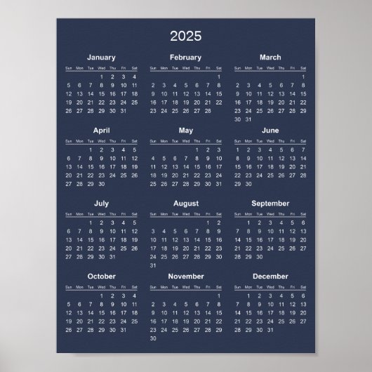 Poster Calendrier 2025 Simple et Élégant | (Devant)