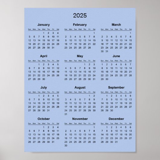 Poster Calendrier 2025 Simple et Élégant | (Devant)