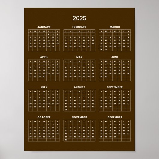 Poster Calendrier 2025 Simple et Élégant | (Devant)