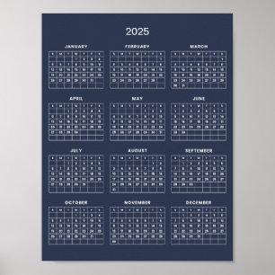 Poster Calendrier 2025 Simple et Élégant