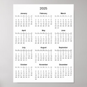 Poster Calendrier 2025 Simple et Élégant   