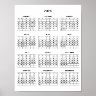 Poster Calendrier 2025 Simple et Élégant   