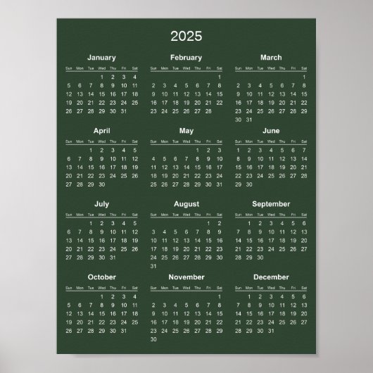 Poster Calendrier 2025 Simple et Élégant |  (Devant)