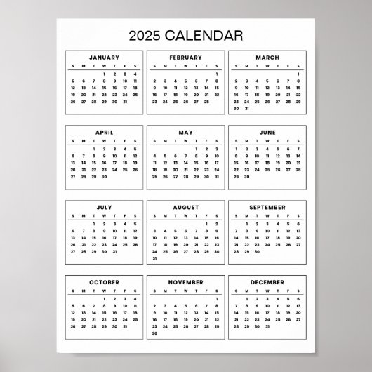 Poster Calendrier 2025 Simple et Élégant | (Devant)
