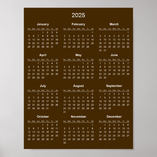 Poster Calendrier 2025 simple mais élégant | (Devant)