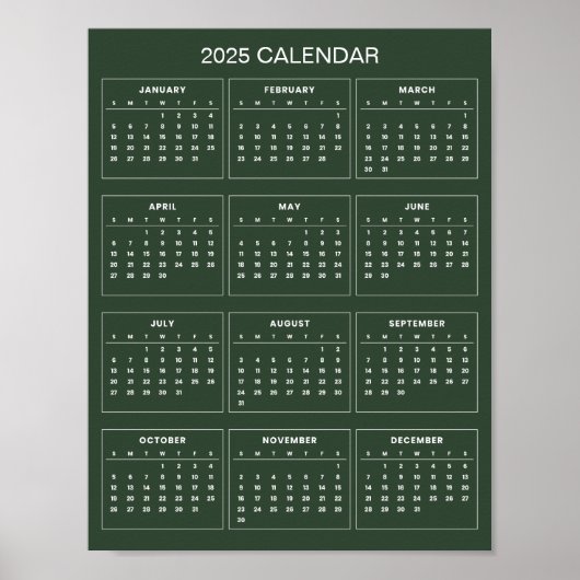 Poster Calendrier 2025 Simple mais Élégant |  (Devant)