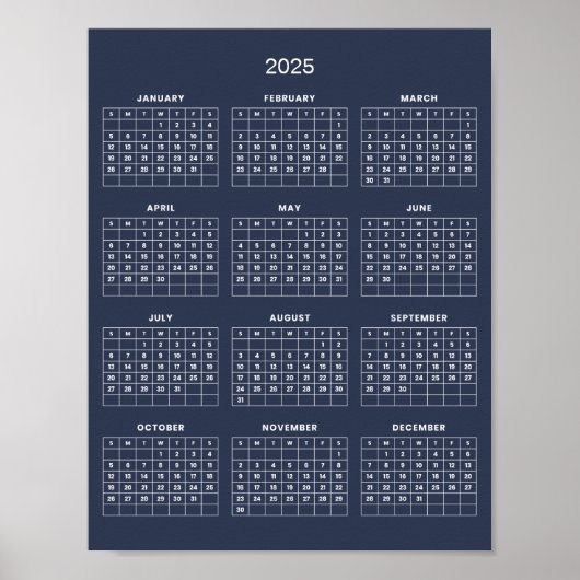 Poster Calendrier 2025 Simple mais Élégant |  (Devant)