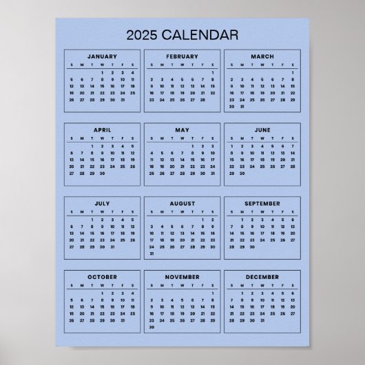 Poster Calendrier 2025 simple mais élégant | (Devant)