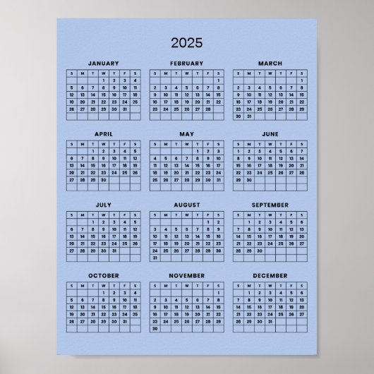 Poster Calendrier 2025 simple mais élégant |