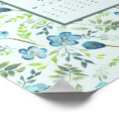 Poster Calendrier 2026 année complète floral bleu (Coin)