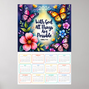 Poster Calendrier 2026 Avec Dieu, Tout Est Possible