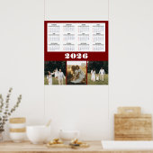 Poster Calendrier 2026 avec fond bordeaux (Cuisine)