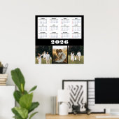 Poster Calendrier 2026 avec fond noir (Bureau à domicile)