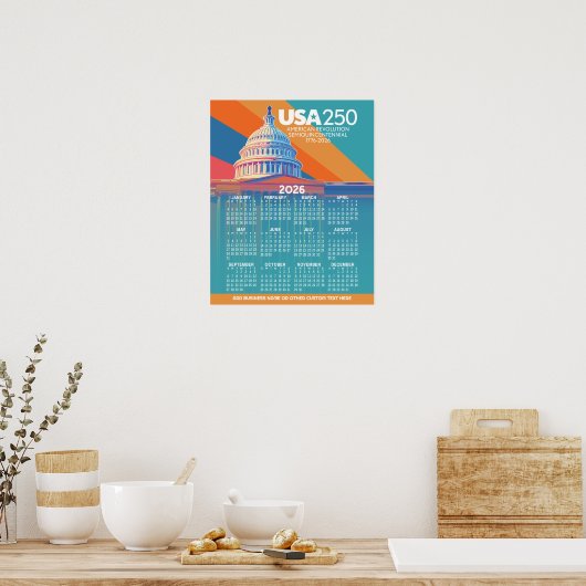 Poster Calendrier 2026 avec le dôme du Capitole des États (Cuisine)