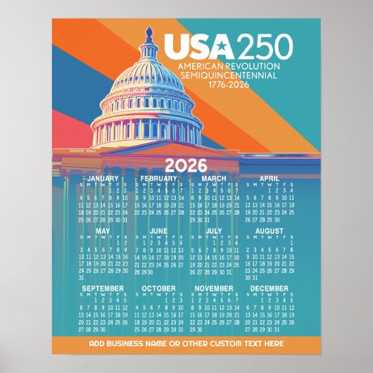 Poster Calendrier 2026 avec le dôme du Capitole des États (Devant)